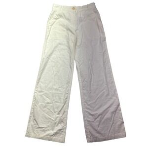 M.S.S.P. Wide Leg Linen Blend‎ Pants High Waist Casual Cream Sz 2 Fits 26"